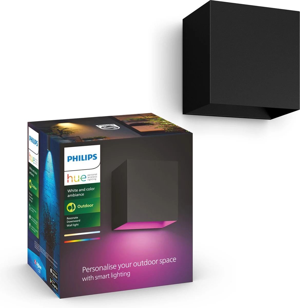 Philips Hue Resonate Down - Muurlamp - Wit En Gekleurd Licht - Zwart 3 Philips Hue Resonate Down - Muurlamp - Wit En Gekleurd Licht - Zwart