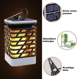 VoordeelShop Solar Tafellamp Set Van 2 Stuks - 13.8cm - Zwart - Solar Tuinverlichting - Led Buitenverlichting Op Zonne Energie Met Sensor - Tuin Fakkel - Voor Binnen En Buiten - Vlam Effect -Philips Hue Winkel 1171x1200 6
