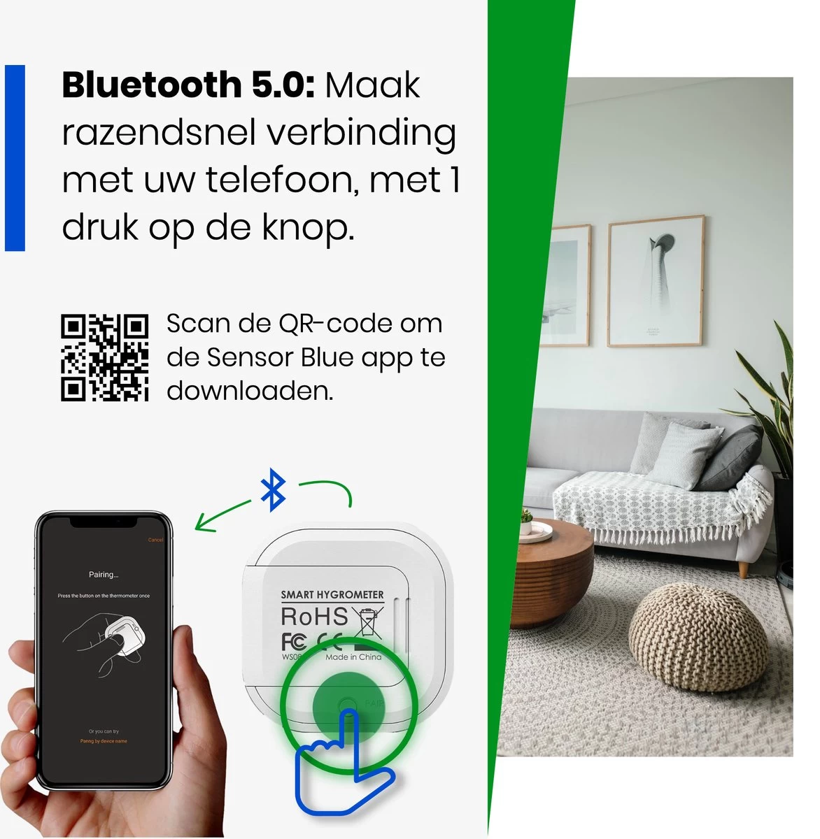 YUCONN Hygrometer Bluetooth - Temperatuurmeter Binnen En Buiten - Weerstation Draadloos - Luchtvochtigheidsmeter Binnen En Buiten - Digitaal Gratis App 4 YUCONN Hygrometer Bluetooth - Temperatuurmeter Binnen En Buiten - Weerstation Draadloos - Luchtvochtigheidsmeter Binnen En Buiten - Digitaal Gratis App - Afbeelding 2