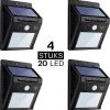 Ferodelli® Solar Buitenlamp Met Bewegingssensor - 40 LEDs - Tuinverlichting Op Zonne Energie - 4 Stuks