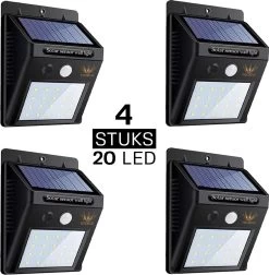 Ferodelli® Solar Buitenlamp Met Bewegingssensor - 40 LEDs - Tuinverlichting Op Zonne Energie - 4 Stuks