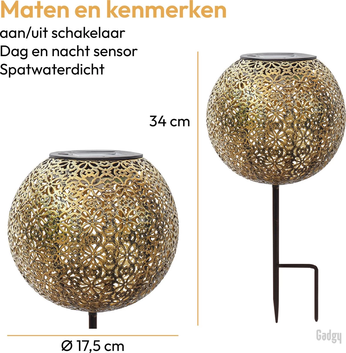 Gadgy Solar Tuinpad Met Grondspies - Solar Tuinverlichting Set Van 2 St. - Tuinfakkel 34CM Hoog - Tuinverlichting Op Zonneenergie Buiten - Led Buitenverlichting Met Sensor - Tuinsteker - Brons Kleurig Metaal 8 Gadgy Solar Tuinpad Met Grondspies - Solar Tuinverlichting Set Van 2 St. - Tuinfakkel 34CM Hoog - Tuinverlichting Op Zonneenergie Buiten - Led Buitenverlichting Met Sensor - Tuinsteker - Brons Kleurig Metaal - Afbeelding 6
