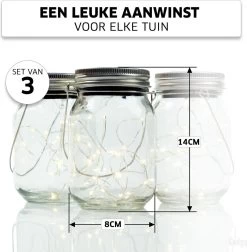 Gadgy Solar Lantaarn Jar Fairy Lights - Solar Tuinverlichting Op Zonneenergie - Tuinlantaarn Met Dag/nacht Sensor - 3 Glazen Potjes Met Led String Verlichting - Buitenverlichting -Philips Hue Winkel 1177x1200 14