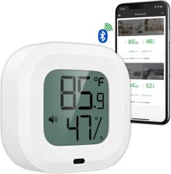 YUCONN Hygrometer Bluetooth - Temperatuurmeter Binnen En Buiten - Weerstation Draadloos - Luchtvochtigheidsmeter Binnen En Buiten - Digitaal Gratis App