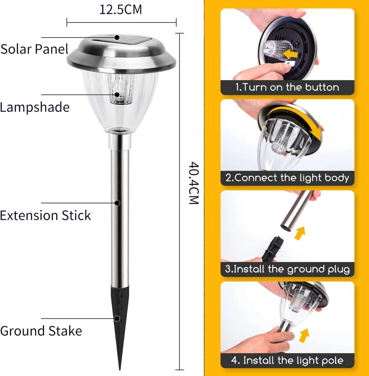 Aigostar 10IBM - Solar Tuinfakkels - 6 Stuks - 40.4cm - IP44 - Tuinverlichting Op Zonne-energie - Tuinlantaarns - Padverlichting- 6500K 7 Aigostar 10IBM - Solar Tuinfakkels - 6 Stuks - 40.4cm - IP44 - Tuinverlichting Op Zonne-energie - Tuinlantaarns - Padverlichting- 6500K - Afbeelding 5