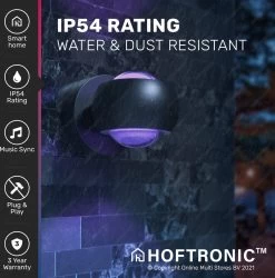 Hoftronic Smart Cupo - LED Wandlamp Up & Down Smart - RGBWW 16,5 Miljoen Kleuren - 6 Watt 600 Lumen - Zwart - Gevellamp Met Music Sync - IP54 Waterdicht - Geschikt Als Wandlamp Buiten, Wandlamp Badkamer En Wandlamp Binnen - 3 Jaar Garantie -Philips Hue Winkel 1184x1200 3