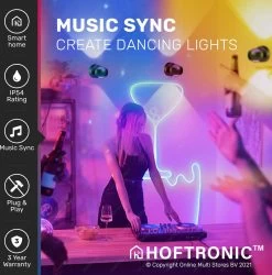 Hoftronic Smart Cupo - LED Wandlamp Up & Down Smart - RGBWW 16,5 Miljoen Kleuren - 6 Watt 600 Lumen - Zwart - Gevellamp Met Music Sync - IP54 Waterdicht - Geschikt Als Wandlamp Buiten, Wandlamp Badkamer En Wandlamp Binnen - 3 Jaar Garantie -Philips Hue Winkel 1184x1200 5