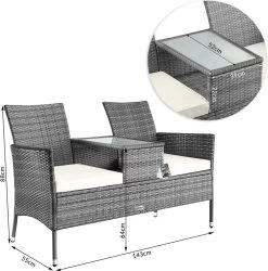 Casaria Polyrattan Tuinbank - Incl. Tafel & Kussens 7 Cm - Grijs -Philips Hue Winkel 1185x1200 4