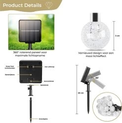 Homèlle Solar Lichtsnoer - 20 LED - 3 + 2 Meter - Warm-wit - ø2cm - Tuinverlichting Op Zonne-energie - Kerstverlichting - Buitenverlichting - Lichtslinger - Lampjes Slinger - Cristal -Philips Hue Winkel 1187x1200 4