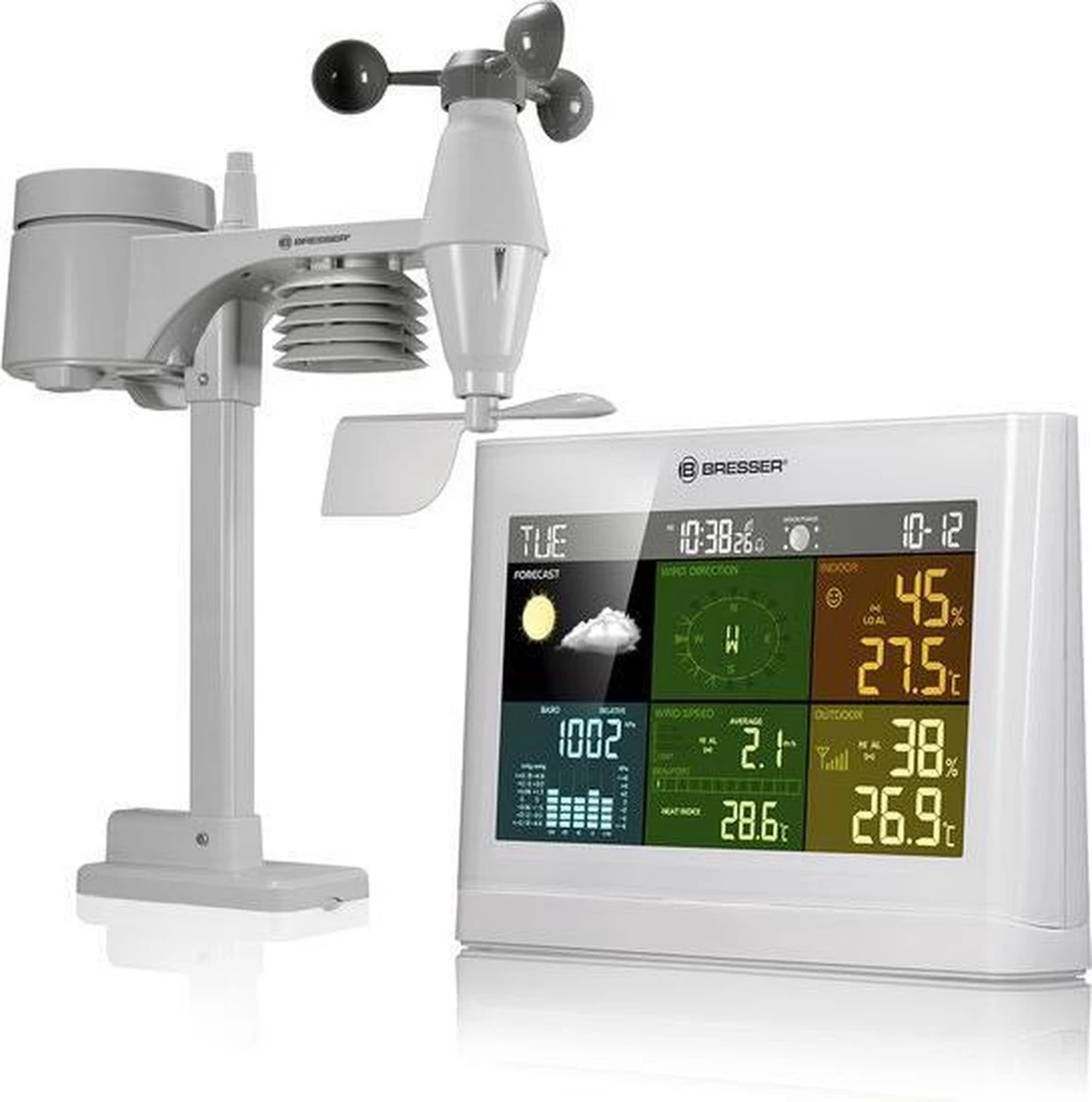 Bresser 5-in-1 Weerstation - Met Multifunctionele Buitensensor - Met Regen- En Windmeter - Wit 3 Bresser 5-in-1 Weerstation - Met Multifunctionele Buitensensor - Met Regen- En Windmeter - Wit