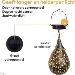 Gadgy Solar Hangende Lantaarn Set 2st. - Solar Tuinverlichting Op Zonneenergie - Led Buitenverlichting Met Dag/Nacht Sensor - Tuinlantaarn - Metaal -Philips Hue Winkel 1189x1200 7