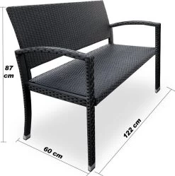 Casaria Polyrattan Tuinbank – 2 Zits UV-bestendig - Zwart -Philips Hue Winkel 1190x1200 5