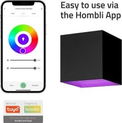 Hombli Wandlamp Voor Binnen En Buiten - Wit En Gekleurd Licht – Aanpasbare Lichthoek, Slimme LED Verlichting, Bad & Woonkamer, Waterdicht, Aluminium, Zwart -Philips Hue Winkel 1190x1200 9