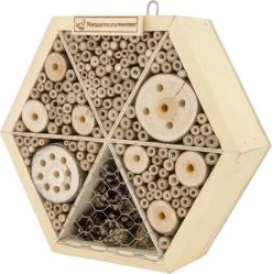 Natuurmonumenten Insectenhuis Zeshoek - Nestkast - Medium - Stevig Hout - Bijen - Insecten