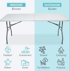 LifeGoods Klaptafel - Inklapbaar - 70x180cm - Verstelbare Vouwtafel - Weerbestendig - Wit -Philips Hue Winkel 1193x1200 4