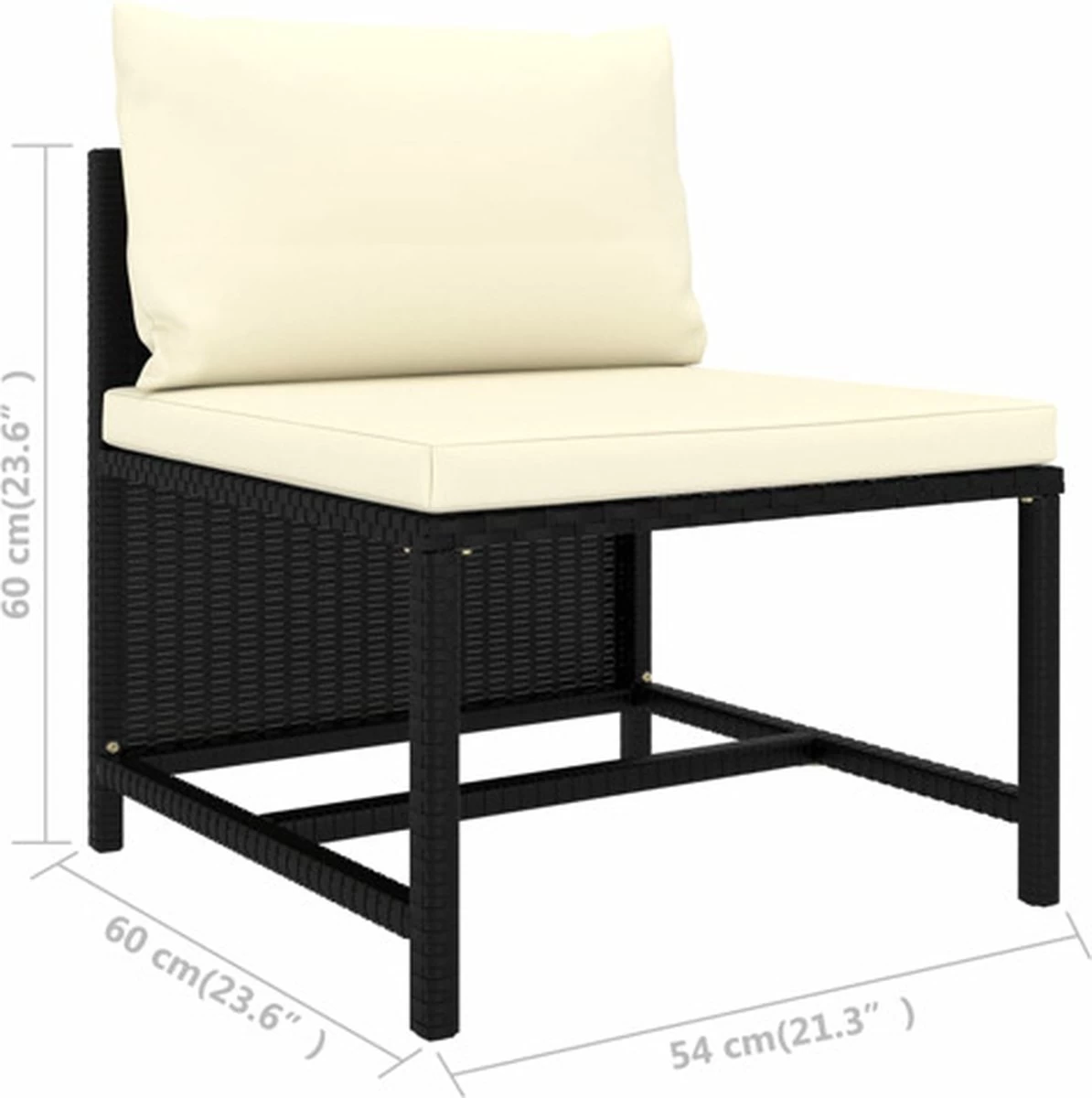 VidaXL 4-delige Loungeset Met Kussens Poly Rattan Zwart 6 VidaXL 4-delige Loungeset Met Kussens Poly Rattan Zwart - Afbeelding 4