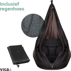 Vita5 Macramé Hangstoel - Voor Binnen En Buiten - Zonder Standaard - Incl. Kussen, Boekenvak En Beschermhoes - Tot 150kg - Zwart -Philips Hue Winkel 1194x1200 3