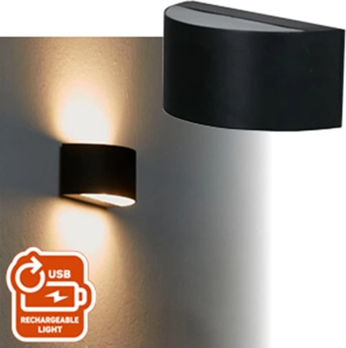 Luxform Arc - Tuinwandlamp - Oplaadbare USB LED Lamp - Zwart 4 Luxform Arc - Tuinwandlamp - Oplaadbare USB LED Lamp - Zwart - Afbeelding 2