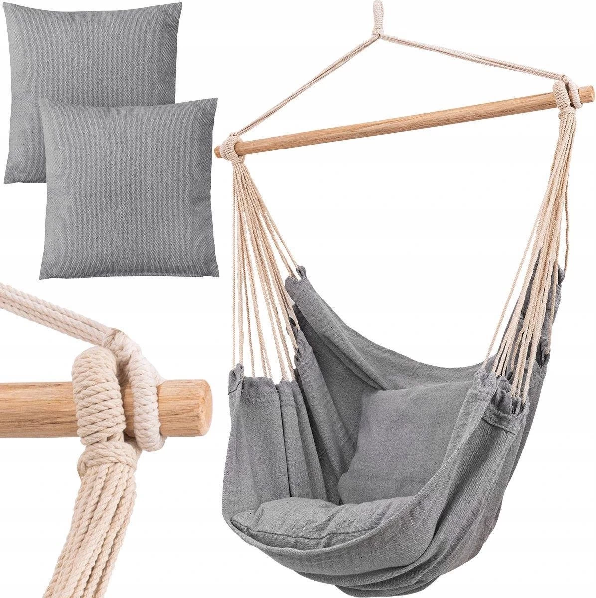 RENALUX Hangstoel Buiten En Binnen - Hangstoel Voor Binnen - Hangstoel Zonder Standaard - Hangstoel Cocoon - Gratis 2 Zachte Kussens - 150 KG - Grijs 3 RENALUX Hangstoel Buiten En Binnen - Hangstoel Voor Binnen - Hangstoel Zonder Standaard - Hangstoel Cocoon - Gratis 2 Zachte Kussens - 150 KG - Grijs