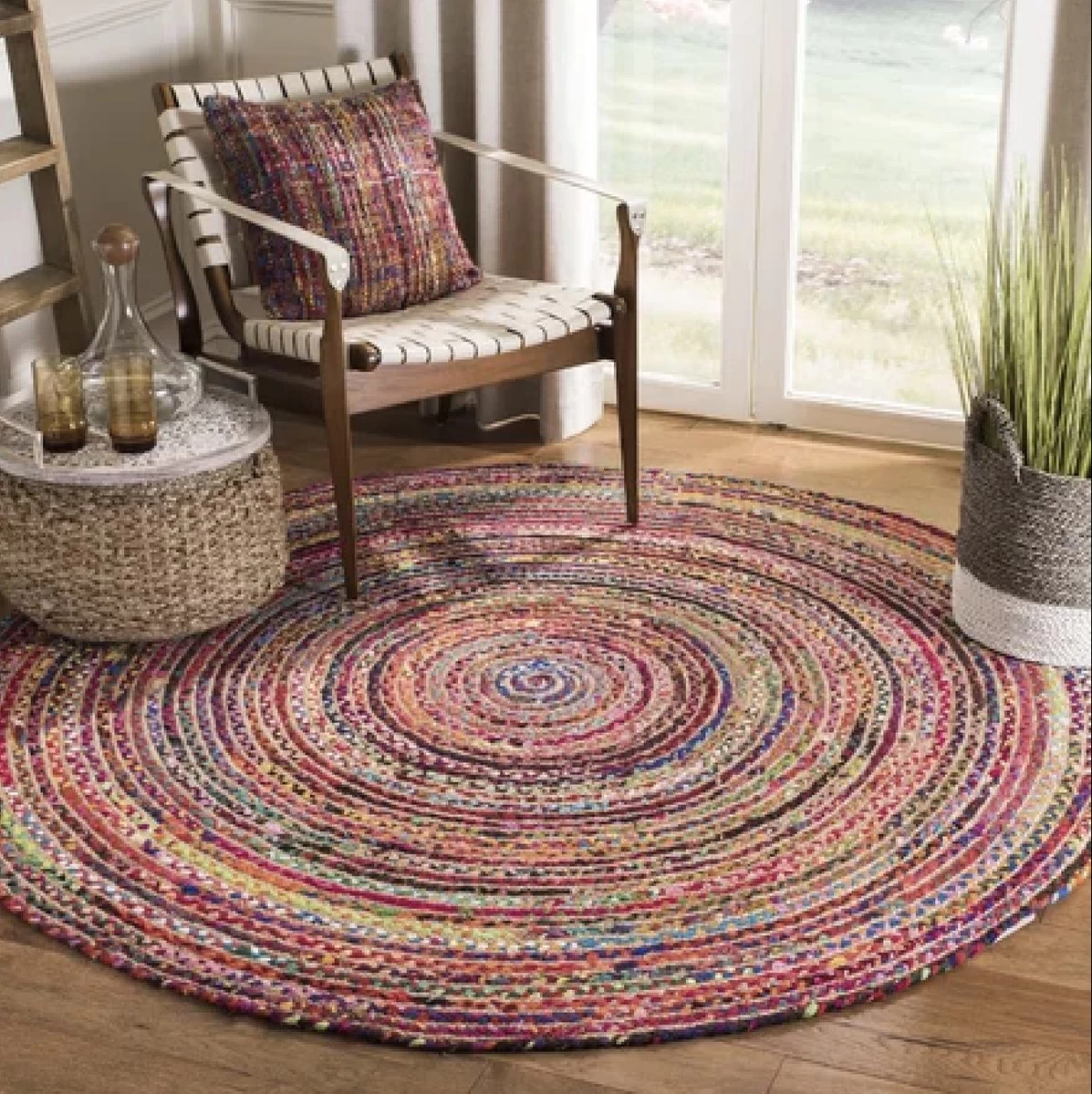 Casa Moro - Jute Vloerkleed Tamani Kleurrijk Ø 120cm | Tapijt In Boho-stijl Van 100% Natuurlijke Vezel Jute & Katoen, Handgevlochten 6 Casa Moro - Jute Vloerkleed Tamani Kleurrijk Ø 120cm | Tapijt In Boho-stijl Van 100% Natuurlijke Vezel Jute & Katoen, Handgevlochten - Afbeelding 4