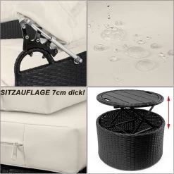 Casaria Polyrattan Zonne-Eiland Ø185cm – Incl. Kussens - Zwart Crème -Philips Hue Winkel 1198x1200 10