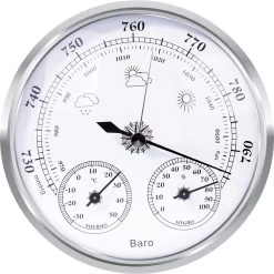 Luxe Barometer Weerstation Met Thermometer Hygrometer Messing Zilverkleurig – Voor Binnen En Buiten