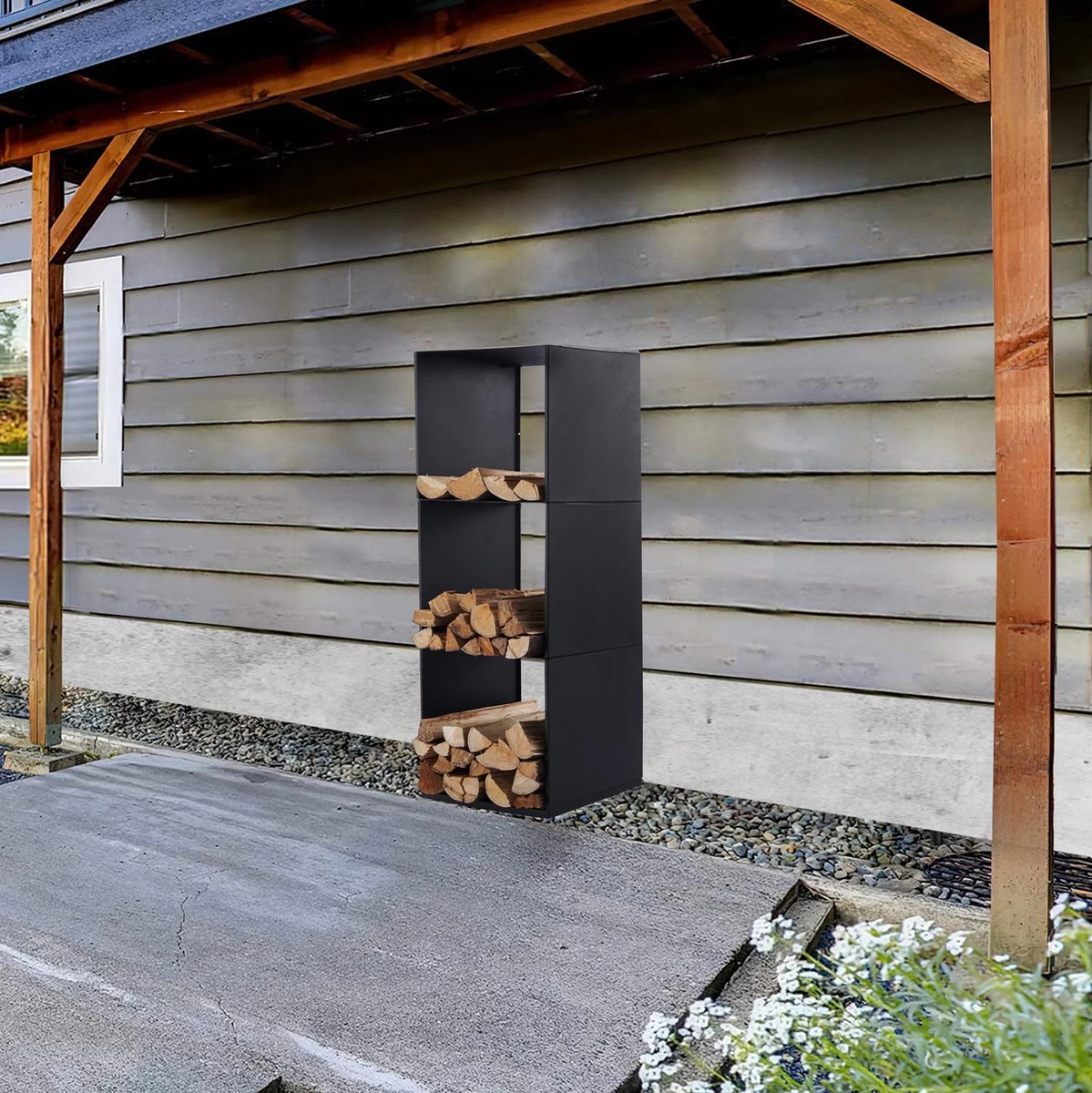 Lendo Online Brandhoutrek 40x28x120cm + Draagtas– Binnen En Buiten - Haardhout Opslag – Haardhoutrek – Houtopslag – Metaal 7 Lendo Online Brandhoutrek 40x28x120cm + Draagtas– Binnen En Buiten - Haardhout Opslag – Haardhoutrek – Houtopslag – Metaal - Afbeelding 5