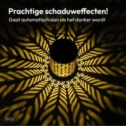 Gadgy Solar Lantaarn Pauw - Tafellamp Set Van 2 - Solar Tuinverlichting Op Zonneenergie - Led Buitenverlichting Met Dag/nacht Sensor - Hanglamp - Tuinlantaarn - 27 X Ø 12.5 Cm - Zwart/Goud - Metaal -Philips Hue Winkel 1199x1200 9