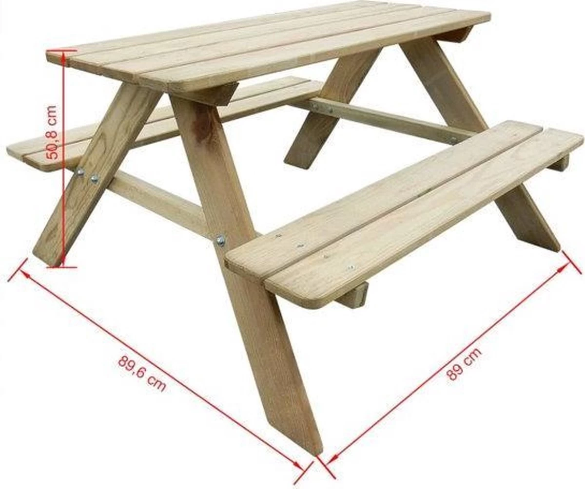 MaxxGarden Kinder Picknicktafel - 90x79x50cm - Hout 10 MaxxGarden Kinder Picknicktafel - 90x79x50cm - Hout - Afbeelding 8