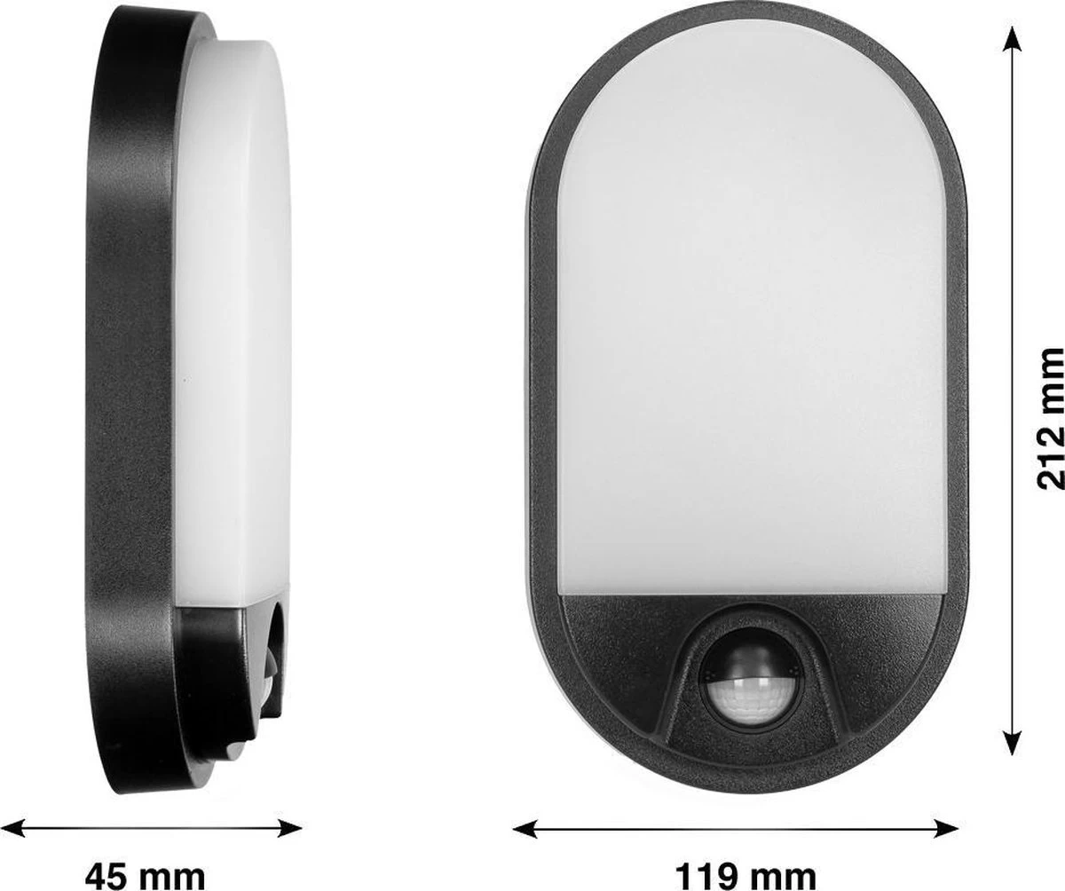 NEFRYT LED Buiten Wandlamp Met Bewegingssensor - Betonkleur Grijs / Concrete Grey - IP54 - IK08 Slagvast Polycarbonaat - 4000K - 1100lm - 15W/230V 4 NEFRYT LED Buiten Wandlamp Met Bewegingssensor - Betonkleur Grijs / Concrete Grey - IP54 - IK08 Slagvast Polycarbonaat - 4000K - 1100lm - 15W/230V - Afbeelding 2