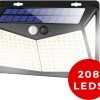 Living Nine® Solar Buitenlamp Met Bewegingssensor - Wandlamp Op Zonne Energie - 208 LED - Waterdicht - Tuinverlichting - Met Sensor - Voor Buiten - Zwart