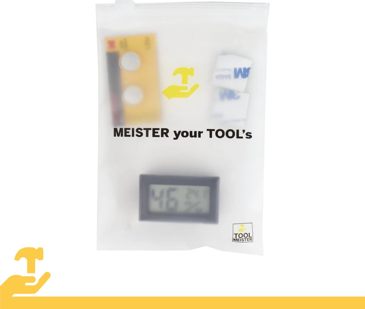 Tool Meister TM1 – Hygrometer & Thermometer - Binnen/Buiten/Koelkast – Digitaal - Zwart - Incl Batterijen 13 Tool Meister TM1 – Hygrometer & Thermometer - Binnen/Buiten/Koelkast – Digitaal - Zwart - Incl Batterijen - Afbeelding 11