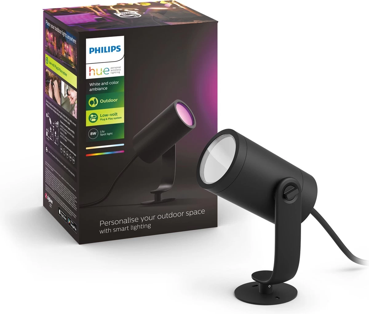 Philips Hue Lily Tuinspot Starterspakket - Prikspot White And Color Ambiance - Prikspots Voor Buiten - Tuinverlichting - 2 Spots - Zwart 8 Philips Hue Lily Tuinspot Starterspakket - Prikspot White And Color Ambiance - Prikspots Voor Buiten - Tuinverlichting - 2 Spots - Zwart - Afbeelding 6