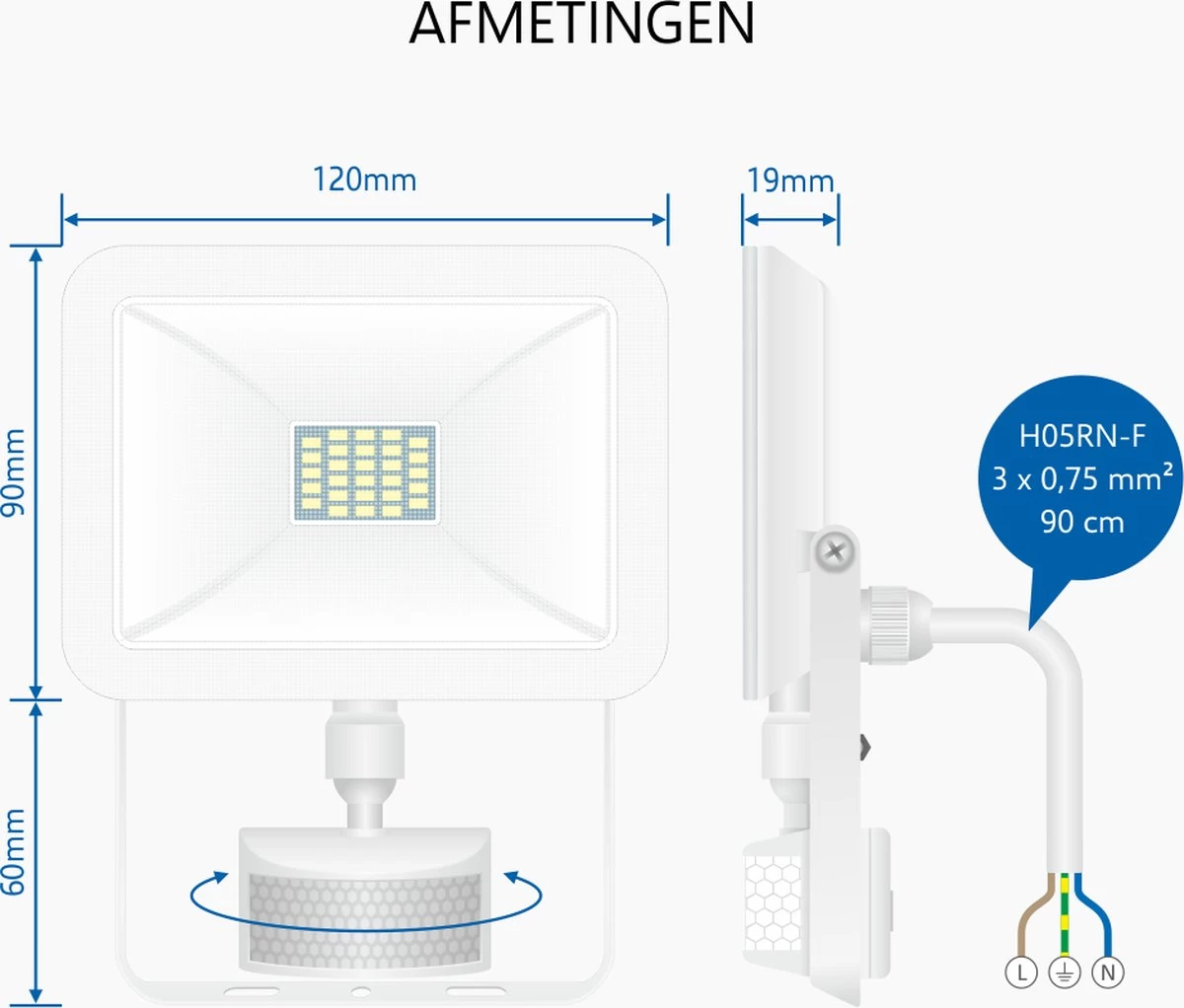 ELRO LF60 Design LED Buitenlamp Met Bewegingssensor - 10W – 800LM – IP54 Waterdicht - Wit 13 ELRO LF60 Design LED Buitenlamp Met Bewegingssensor - 10W – 800LM – IP54 Waterdicht - Wit - Afbeelding 11