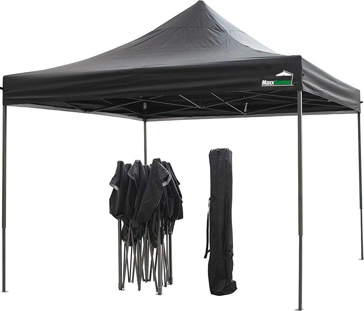 MaxxGarden Easy-up Partytent - 3x3m - Standaard - Waterdicht - Opvouwbaar - Inclusief Draagtas - Zwart 3 MaxxGarden Easy-up Partytent - 3x3m - Standaard - Waterdicht - Opvouwbaar - Inclusief Draagtas - Zwart