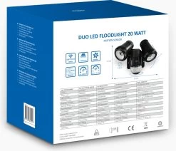 ELRO LF80 2-Kops LED Buitenlamp Met Bewegingsmelder - 2x10W – 1400lm – IP54 Waterdicht - Zwart 22 ELRO LF80 2-Kops LED Buitenlamp Met Bewegingsmelder - 2x10W – 1400lm – IP54 Waterdicht - Zwart -Philips Hue Winkel 1200x1031 1