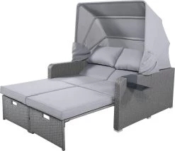 Polyrattan Patio Rieten Meubels Set Voor 2 Personen-Outdoor Rattan Sofa Set Met Intrekbare Luifel-lounge Bank-PE Rotan Loveseat Voor Achtertuin Veranda Tuin Zwembad Balkon-grijs -Philips Hue Winkel 1200x1032 1