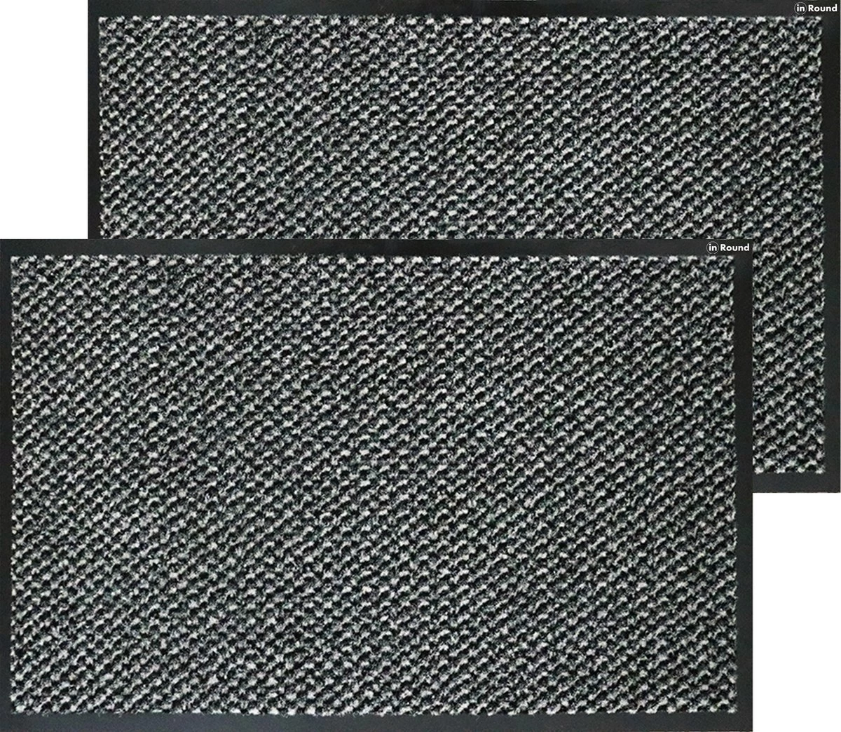 In Round Deurmat Voor Binnen En Buiten 2-pack– 60x80cm – Antraciet 3 In Round Deurmat Voor Binnen En Buiten 2-pack– 60x80cm – Antraciet