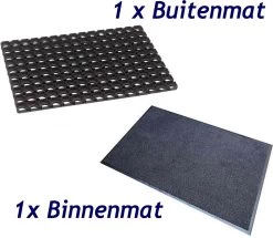 Deurmat Binnen En Buiten - 2 Stuks - Droogloopmat - Schoonloopmat - Binnenmat - Buitenmat - Ringmat