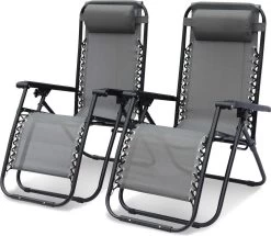 Alice's Garden Campingstoel PATRICK - Set Van 2 - Opvouwbaar - Verstelbaar - Grijs