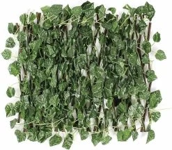 Merkloos TUINSCHERM VAN WILGENHOUT (UITREKBAAR TOT 2 METER) - Kunsthaag - Kunst Hangplant - Hedera - Klimop Kunstplanten Voor Binnen En Buiten - Hedera Helix - Namaak Planten - Kunst Klimop - Sinterklaas - Kerst