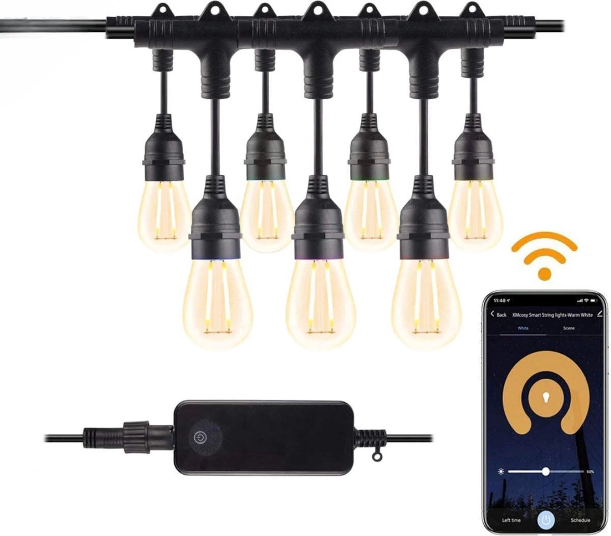Nince Smart Tuinverlichting 15 Meter - Bedien Met Smartphone - Sfeerverlichting Voor In De Tuin - Lichtsnoer - Tuinverlichting Met Snoer - E27 3 Nince Smart Tuinverlichting 15 Meter - Bedien Met Smartphone - Sfeerverlichting Voor In De Tuin - Lichtsnoer - Tuinverlichting Met Snoer - E27