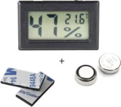 Tool Meister TM1 - Thermometer & Hygrometer - Luchtvochtigheidsmeter Voor Binnen/Koelkast - Zwart - Incl Batterijen