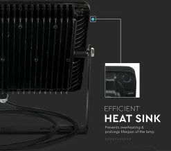 V-tac VT-100-B LED Schijnwerper - 100 W - 8000 Lm - 6400K - Zwart 32 V-tac VT-100-B LED Schijnwerper - 100 W - 8000 Lm - 6400K - Zwart -Philips Hue Winkel 1200x1061 3