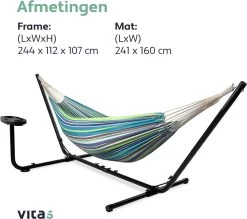 Vita5 Hangmat Met Standaard – 2 Persoons – Incl. Bekerhouder – 205kg Draaggewicht – Groen/Blauw -Philips Hue Winkel 1200x1063 3