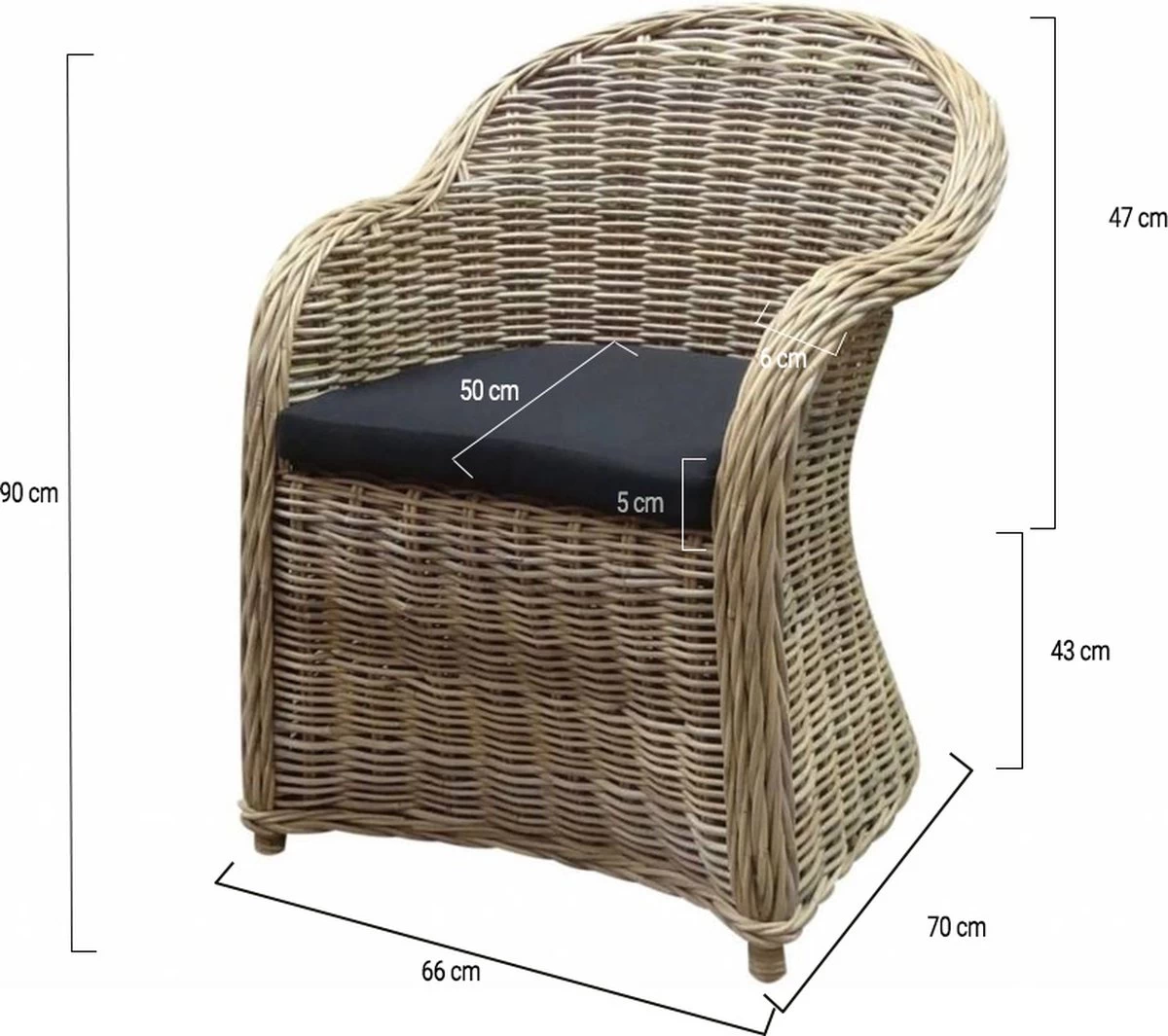 Roma Dining Tuinstoel Naturel Rotan - Suntech Kussen 5 Roma Dining Tuinstoel Naturel Rotan - Suntech Kussen - Afbeelding 3