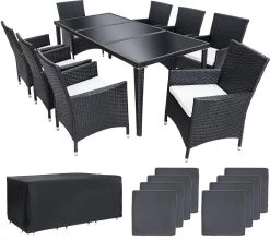 Tectake - Tuinmeubelset - 8 Persoons - Zwart