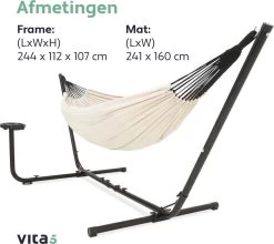 Vita5 Hangmat Met Standaard – 2 Persoons – Incl. Bekerhouder – 205kg Draaggewicht – Beige/Wit -Philips Hue Winkel 1200x1068 4