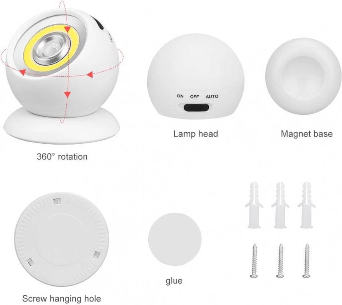 Pro LED Lamp Met Bewegingssensor | Bewegingssensorlamp, Werkt Op Batterijen, Wit 4 Pro LED Lamp Met Bewegingssensor | Bewegingssensorlamp, Werkt Op Batterijen, Wit - Afbeelding 2