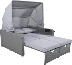 Polyrattan Patio Rieten Meubels Set Voor 2 Personen-Outdoor Rattan Sofa Set Met Intrekbare Luifel-lounge Bank-PE Rotan Loveseat Voor Achtertuin Veranda Tuin Zwembad Balkon-grijs -Philips Hue Winkel 1200x1078 2